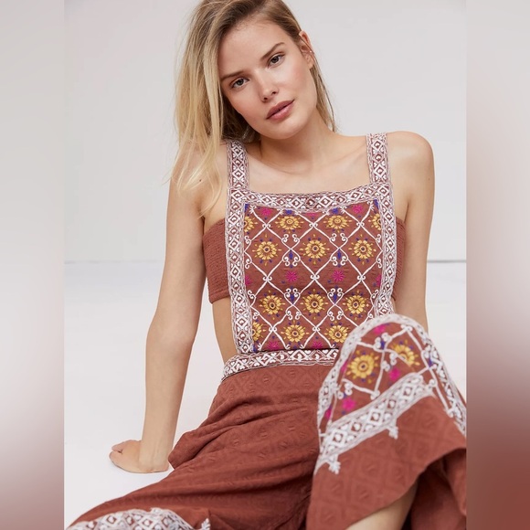 Anthropologie Wide Leg Jumpsuit Playsuit Embroidered Beachy Boho Women’s Small - Picture 5 of 15